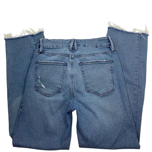 Good American Good Legs straight mid rise frayed hem & waist Sz 6 / 28 stretch - Picture 8 of 13